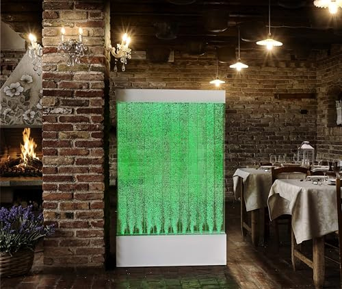 Parete Di Bolle cm 100 x 25 x H 160 Bianca o Nera Muro d'Acqua Illuminazione Led Zen, Fontana Da Interni Cascata Design Arredo Casa Plexiglass
