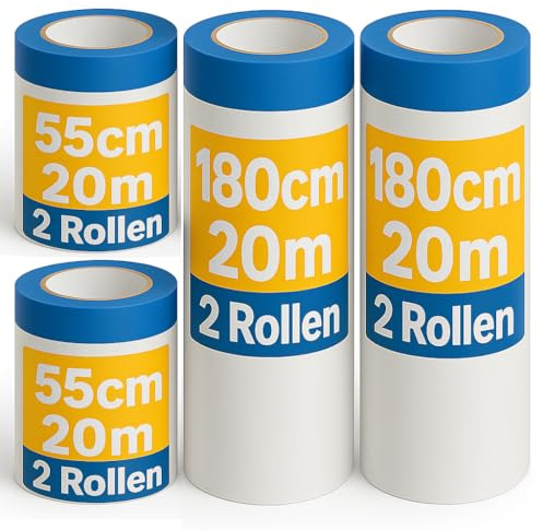 ZWERKZEUG Vorteilspackung Abdeckfolien mit Klebeband - Malerband mit Abdeckfolien - Malerfolie mit Klebeband Abklebeband - Optimaler Schutz bei Maler & Lackierarbeiten gegen Schmutz und Nässe