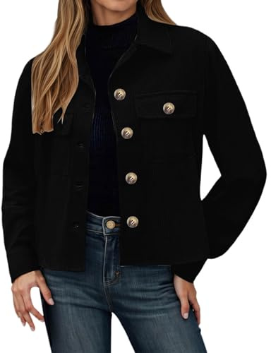 Chaqueta de pana abrigos para mujer, chaqueta gruesa de otoño, chaqueta de entretiempo, chaqueta cortavientos, elegante, chaqueta funcional para exteriores, chaqueta con botones, chaqueta de pana con