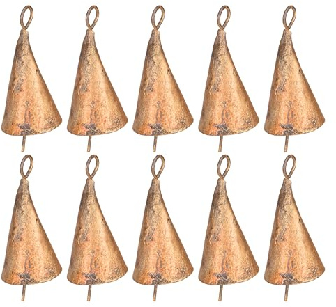 Vivanta Set mit 10 Glocken von 4,4 cm für Handarbeiten, Innendekoration, Weihnachtsdekorationen, Weihnachtsglocken, Weihnachtsglocken für Dekoration – Vintage goldene Glocken