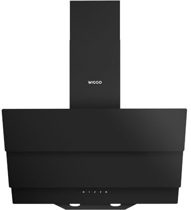 Wiggo B643 Cooker Hood 60 cm Headless I Extractor Air Recirculation Extractor Hood 615 m³/h - Touch Display 4 Levels I Energy Efficiency Class B Slanted Hood Including 2 x Carbon Filters I Extractor