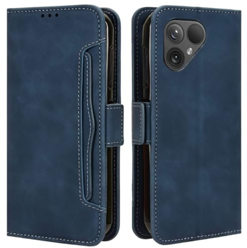 HualuBro Handyhülle für Fairphone 5 Hülle Leder, Flip Case Cover Stoßfest Klapphülle Handytasche LederHülle Schutzhülle für Fairphone 5 5G Tasche (Blau)