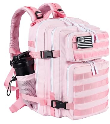 LHI Tactical Military Backpack for Men and Women 25L Army Assault Pack Bag Large Rucksack with Molle System-pink