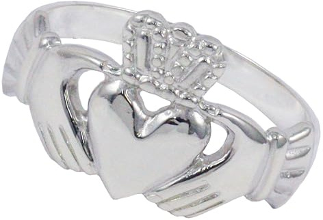 Sterling Silver Heavy Weight Irish Celtic Claddagh Ring Hearts Crown Hands Size N - Z3 British Made Jewellery With Jewellery Presentation Box (Size W)