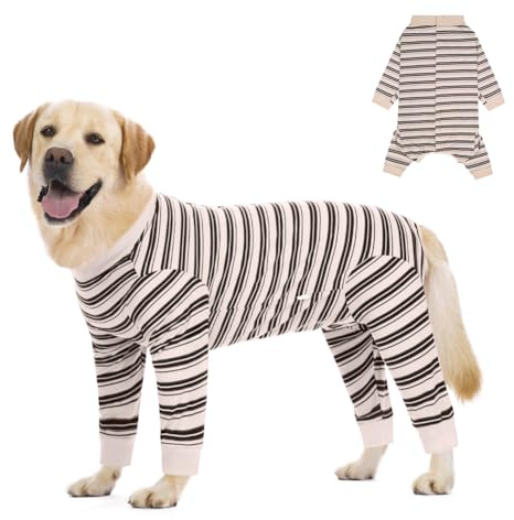 FEimaX Traje de Recuperación para Perros Después de la Cirugía, Protector de Heridas Abdominales para Perros Hembras y Machos, Body Quirúrgico de Manga Larga para Mascotas (Beige, L)
