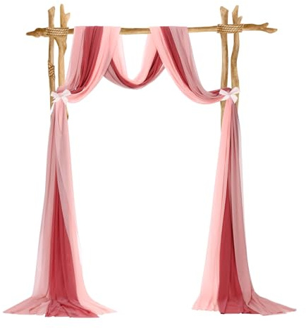 QUARKZMAN Nuziale Arco Drappo Tessuto 3 Pannelli 30 x 20 FT Chiffon Velato Tendaggi Drappeggio Sfondo per Sposa Cerimonia Festa Decorazione Rose