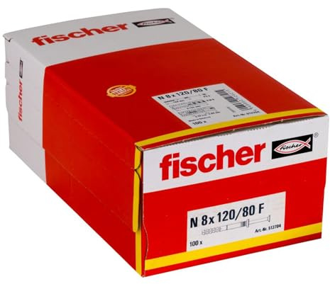 Fischer - Chevilles à frapper collerette plate - 100 chevilles à frapper N Ø8 x 120 mm collerette épaisse et clou tête fraisée pour constructions métalliques -