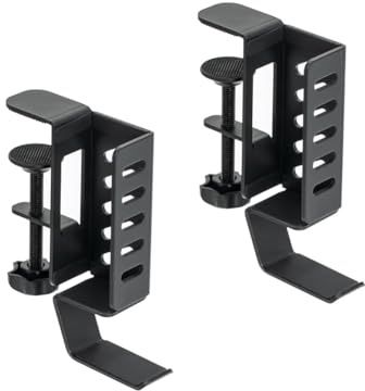 Osmond - Soporte vertical para ordenador portátil para escritorio sin taladrar, soporte para ordenador portátil suspendido para el lado de la oficina, pinza de escritorio negro
