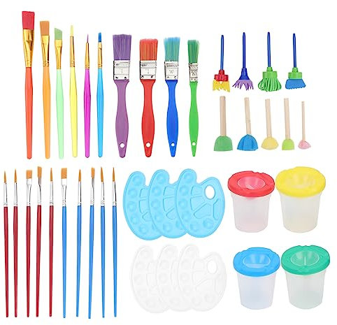 IWOWHERO 1 Set Children's Drawing Set Painting Cups Precision Paintbrushes Paint Sponge Brush for Painting Plate DIY Watercolor Paint Brush DIY Painting Tool Kit Wash Cup Eva