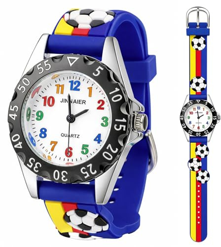 Vspek Montre Enfant Montre de Football pour Garçons Numérique 3D Dessin Animé Mouvement à Quartz Bracelet en Silicone Montre pour Enfants Cadeau pour Garçon de 3 Ans à 10 Ans Fête des Enfant Noël