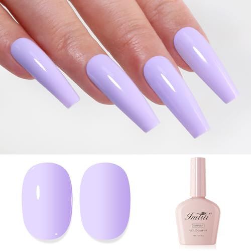 Imtiti Purple Gel Nail Polish, Pastel Purple Gel Polish High Gloss Soak Off UV LED Nail Gel Polish Spring Summer Gel Polish Nail Art Manicure Salon DIY Design Gel Nail Kit 10ml