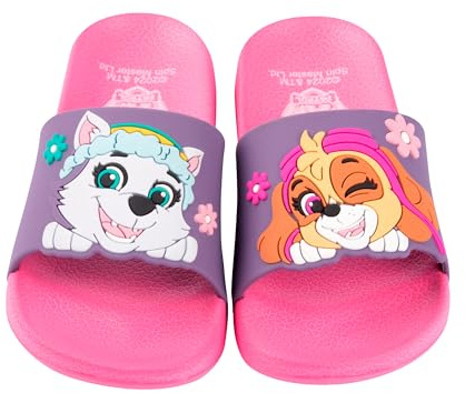 United Labels Paw Patrol Ciabatte da bagno per ragazze, rosa, bambini, antiscivolo, con Skye e Everest, sandali da bagno, rosa., 25/26 EU
