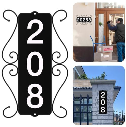GOSUNWEY Metal Address Sign, Street House Numbers, Address Plaques for Houses, Horizontal & Vertical Mounted Address Sign for House Home Office Street Garden Yard Mailbox