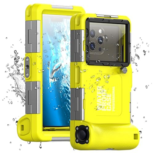 Unterwasser-Tauchgehäuse für iPhone, Samsung Galaxy, Huawei Xiaomi Redmi Smartphones, Professioneller Schutz [15m/50ft], wasserdichte Hülle für Schnorcheln, Surfen, Fotos & Videos (Gelb)