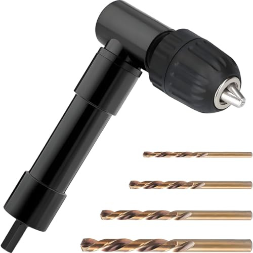 EATBALE Mandrin à Angle Droit Perceuse à angle droit Accessoire 0,8-10 mm Avec pince de serrage sans clé Adaptateur 90 degrés Angle droit Rallonge de coude pour angles étroits Espace de travail