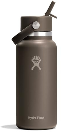 Hydro Flask – Wide Flex Straw Cap 946 ml (32 oz) Bottle – Stainless Steel, Leakproof Straw, Dishwasher Safe – Insulated Cold 24 Hrs – Wide Mouth, Ice Cube Friendly – Sandpiper