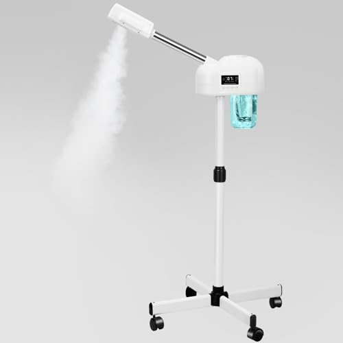 Professional Facial Steamer, Hot Mist Spray, Ozone & Timer Function, Steamer for Face, Home SPA Salon, White