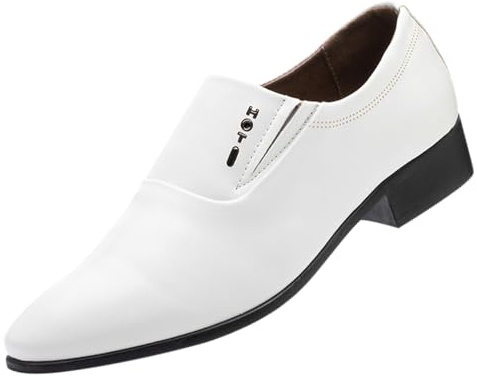 MEIbax Chaussure Homme Cuir Artificiel Chaussure Ville Brogues Chaussure Cuir Dressing Casual Classique Vintage Luxueux Discret pour Marche Costume (White, 44)