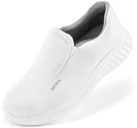 Artra Arica Scarpe Antinfortunistiche S2 SRC Bianco - Scarpe da Lavoro Leggere con Punta in Acciaio Antiscivolo per Gastronomia, Medicina e Cura, Bianco, 39 EU