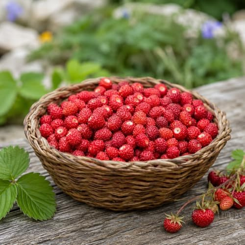 Semi Fragola di Bosco o Alpina – Fragolina Selvatica Rifiorente – Wild Strawberry Seeds per Prato Fruttifero, Orto, Giardino e Vaso – 100 Semi Fragole di Montagna Facili da Coltivare