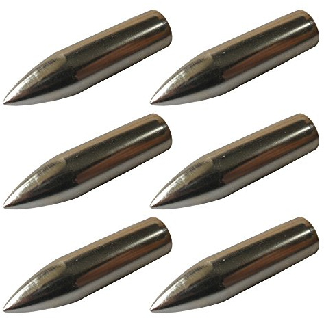 e5e10 Metal Glue on Arrowheads 100 grain Replacement Archery Targeting Practice Broadheads Tips Bullet Field Points for Bamboo Wooden Arrows Silver (6pcs)