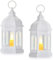 QHYK Set di 2 Lanterna a Candela decorative lanterne, Vintage design portacandele, con finestre di vetro, per Decorativo interna ed esterni, Feste, Campeggio all'aperto e Matrimoni (Bianca)