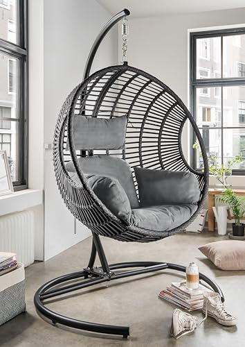 Destiny Hängesessel Coco DE Luxe, inkl. Gestell, Polyrattan, grau meliert