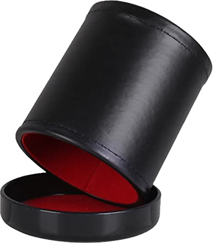 Fopytu Leather Dice Cup with Lid, Red Interior for Shaking, Use for Liars Dice Board Games