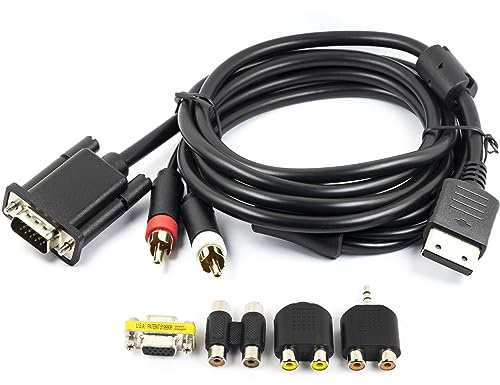 whiteeeen VGA Audio Video AV Cable for Sega Dreamcast DC128 to VGA-Box Cord with Converter Adapter Plugs