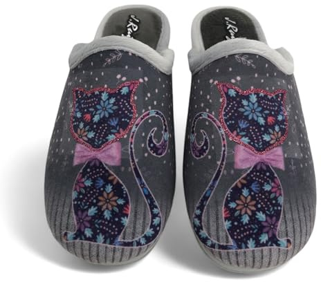 J. Ruiz calzados JR Zapatillas de estar por casa mujer invierno (Gris, Sistema tallas calzado EU, Adulto, Números, mediano, 37)