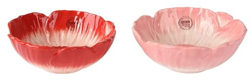 Bol 16 x 6 cm en céramique en forme de fleurs, 1 pièce assortie, adapté à un usage alimentaire, bol de service, salade, bol à céréales, bol à dessert pour collations, glace, fruits - Vaisselle en