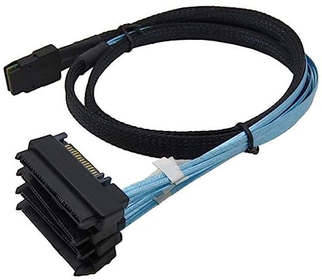 KONTONTY Cable Mini Sas 36p Sff-8087 a 4 Cables 4.0 De 0,5 m Para Servidores y Almacenamiento Empresarial, Transmisión De Datos De 6, Diseño Flexible y Delgado, Color Negro