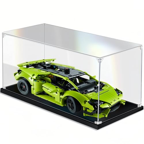 Acrylic Clear Display Case, 20x40x20cm with Black Base Display Cabinets Dustproof Protection Showcase for Action Figures Toys Collectibles Home Storage