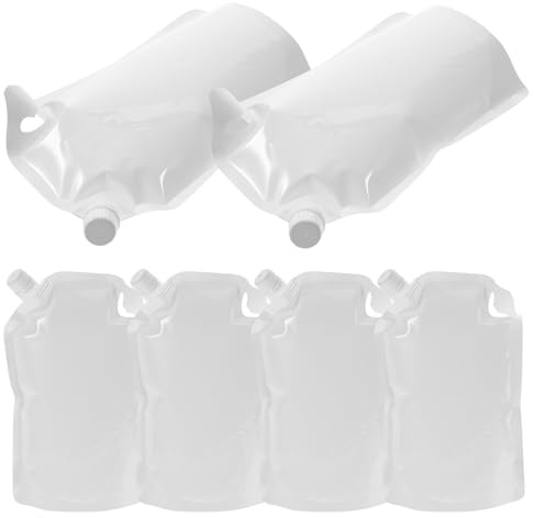 COLLBATH 6Pcs Refillable Travel Liquid Pouches 1L Squeeze Bottles for Shampoo Conditioner Lotion Cosmetic Fluid Packing Bags Portable Toiletry Containers for Travel Use