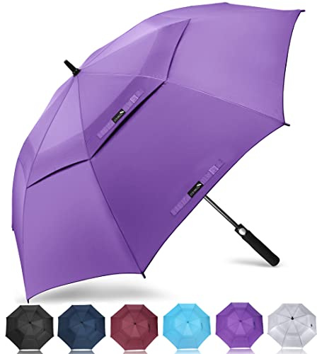 ZOMAKE Paraply Vindtät,Paraply Storm Resistant Large,62Tum XL Golf Paraply Med Automatisk Open Close För Män Kvinnor(Lila)