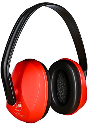 PRO FIT Protec 24 Gehörschutzkapsel – Kapselgehörschutz mit niedrigem Anpressdruck, verstellbarer Gehörschutz, Lärmschutz, Dämmwerte: SNR 24 - Rot