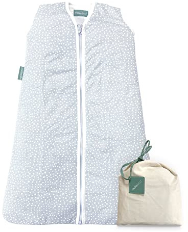 molis&co - Saco de dormir para bebé 2.5 TOG - 70 cm (0-6 meses) - Ideal para invierno - 100% algodón (OEKO-TEX 100) - Acolchado, Suave y Cálido - Grey Print