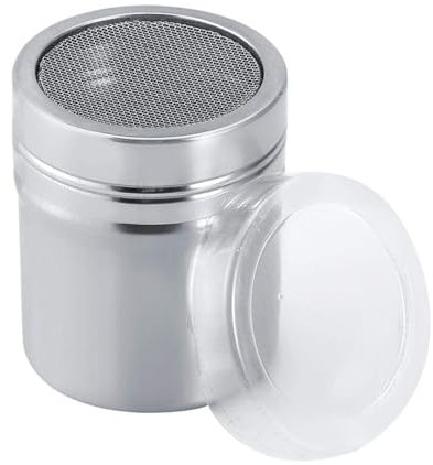 Shaker a Rete per Cacao, Caffè, Cappuccino, Spargizucchero in Acciaio Inox con Coperchio, Setaccio farina Per Spezie Cucina
