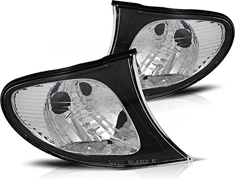 Direction avant compatible avec BMW Série 3 E46 2001 2002 2003 2004 2005 Rand GV-462 Lentille de clignotant pour pare-chocs avant Noir Rand