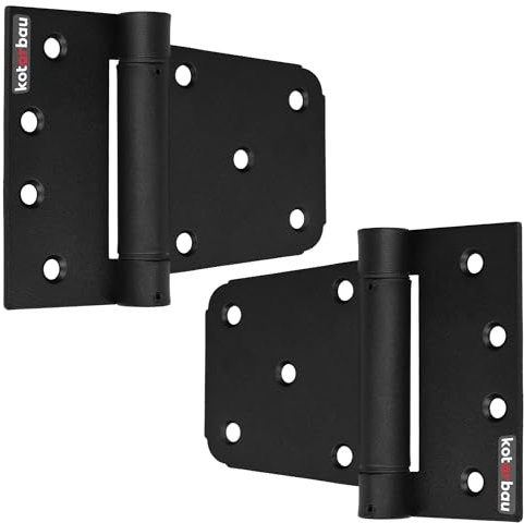 KOTARBAU® Uppsättning av 2 gångjärn, vikbara, automatiska självstängande dörrgångjärn 10 x 5 x 8 cm, pulverlackerat stål, gångjärn, svarta dörrband, lådband, dörrgångjärn