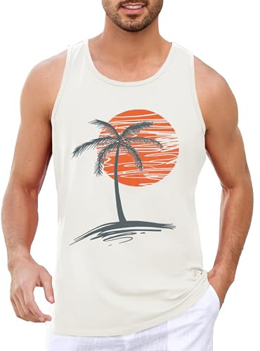Runcati Canottiera da uomo, senza maniche, per sport, fitness, palestra, allenamento, in cotone, traspirante, per bodybuilding, bianco, M