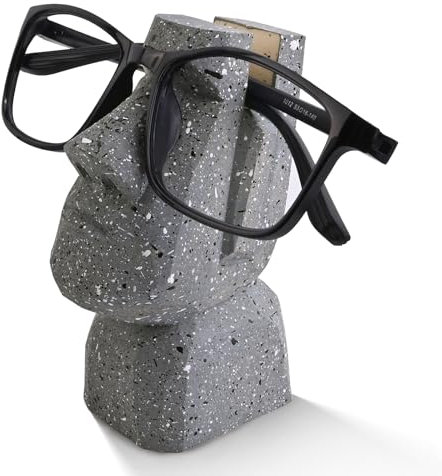 VIPbuy Handmade Holz geschnitzt Brillenhalter Stand, Osterinsel Moai Kopf Brillenhalter Rack für Nachttisch, Moai Head Sculpture Statue Home Office Desk Decor Geschenk