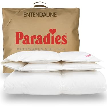 PARADIES Daunendecke 155x220 cm Ganzjahr 840g Füllgewicht - Elma 90 medium warm, Ganzjahresdecke mit Baumwollbezug + RDS-Entendaunen/-Federn 90% Daunen + 10% Federn