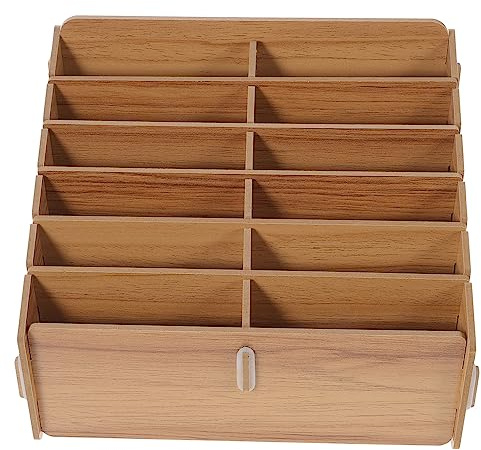 BUGUUYO Spielkartenbox Aus Holz Mit Multi-Gitter Kartensortierer Tragbarer Kartenhalter Für Aufbewahrung Und Organisation Von Sammelkarten Und Spielkarten 8.66X6.30X5.51 Zoll