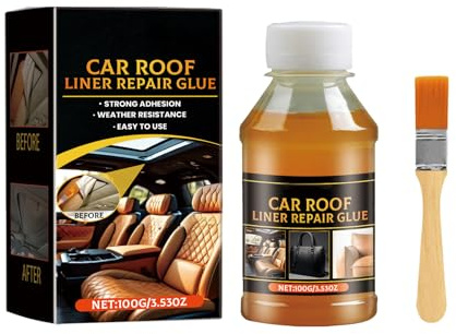 Kit de colle de réparation de ciel de toit de voiture avec pinceau – Colle adhésive puissante pour ciel de toit et revêtement intérieur – Colle liquide pour réparations rapides et fixation durable à