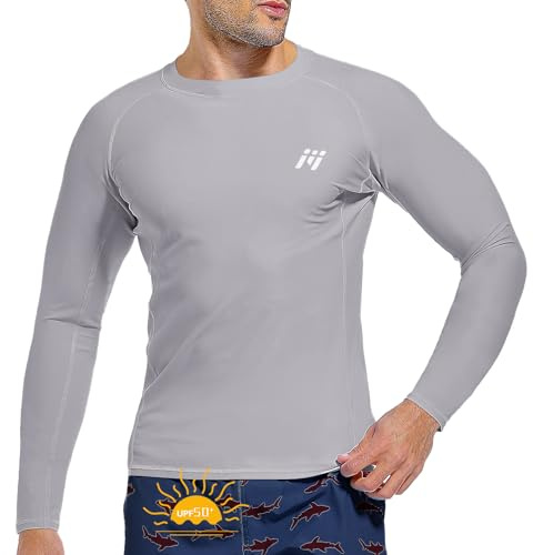 MEETWEE Maglietta da Uomo Rash Guard Rash Vest da Uomo a Maniche Lunghe,Protezione UV UPF 50+,ad Asciugatura Rapida,per Nuoto,Surf,Sport Acquatici