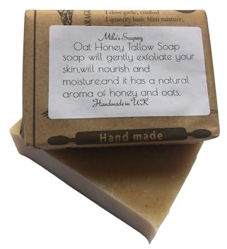 Oat -Honey Beef Tallow Soap/Unscented/Pure/Old Fashioned Soap/Handcrafted/Natural/Exfoliating Soap