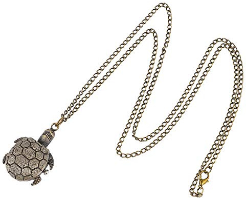 Reloj de Zinc de Tortuga de Dorado Forma Bolsillo Retro de Aleación | Decoración Ligera y Fácil de Leer, Estilo Creativo y Exquisito, Colgante de Moda