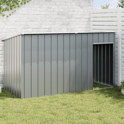 Festnight Perrera para Exterior Grande con Tejado Casa para Animales, Jaula para Jardín Patio Jaula Casetas de Perros Gallinero para Exterior Acero Galvanizado 196 x 91 x 110 cm