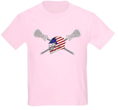 CafePress American Flag Lacrosse Helmet Kids Light T Shirt Kids Graphic Cotton T-Shirt